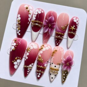 Burgundy Garden Press-On Nails