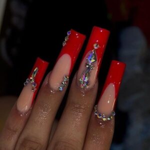 Ruby Rhinestone nails Press-On Nails