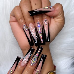 Black Web Glam Press-On Nails