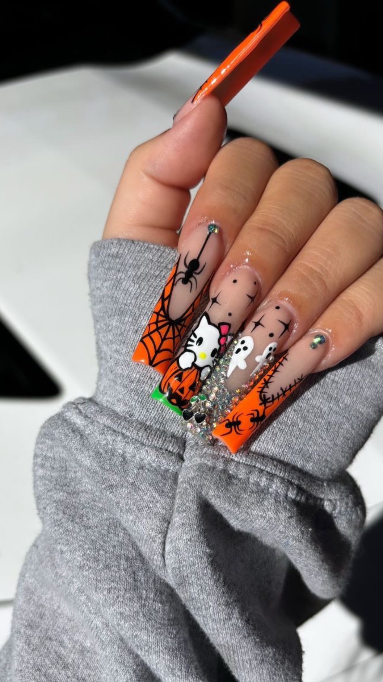 Pumpkin Kitty Press-On Nails