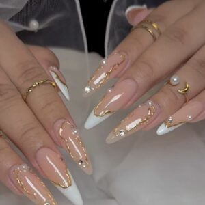 French encapsulado (Encapsulated French) Press-On Nails