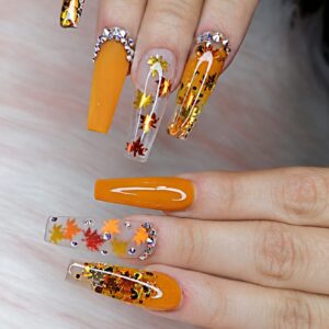 Autumn Amber Leaves Press-On Nails