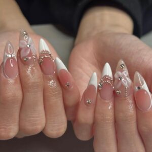 Rhinestone French Elegance Press-On Nails