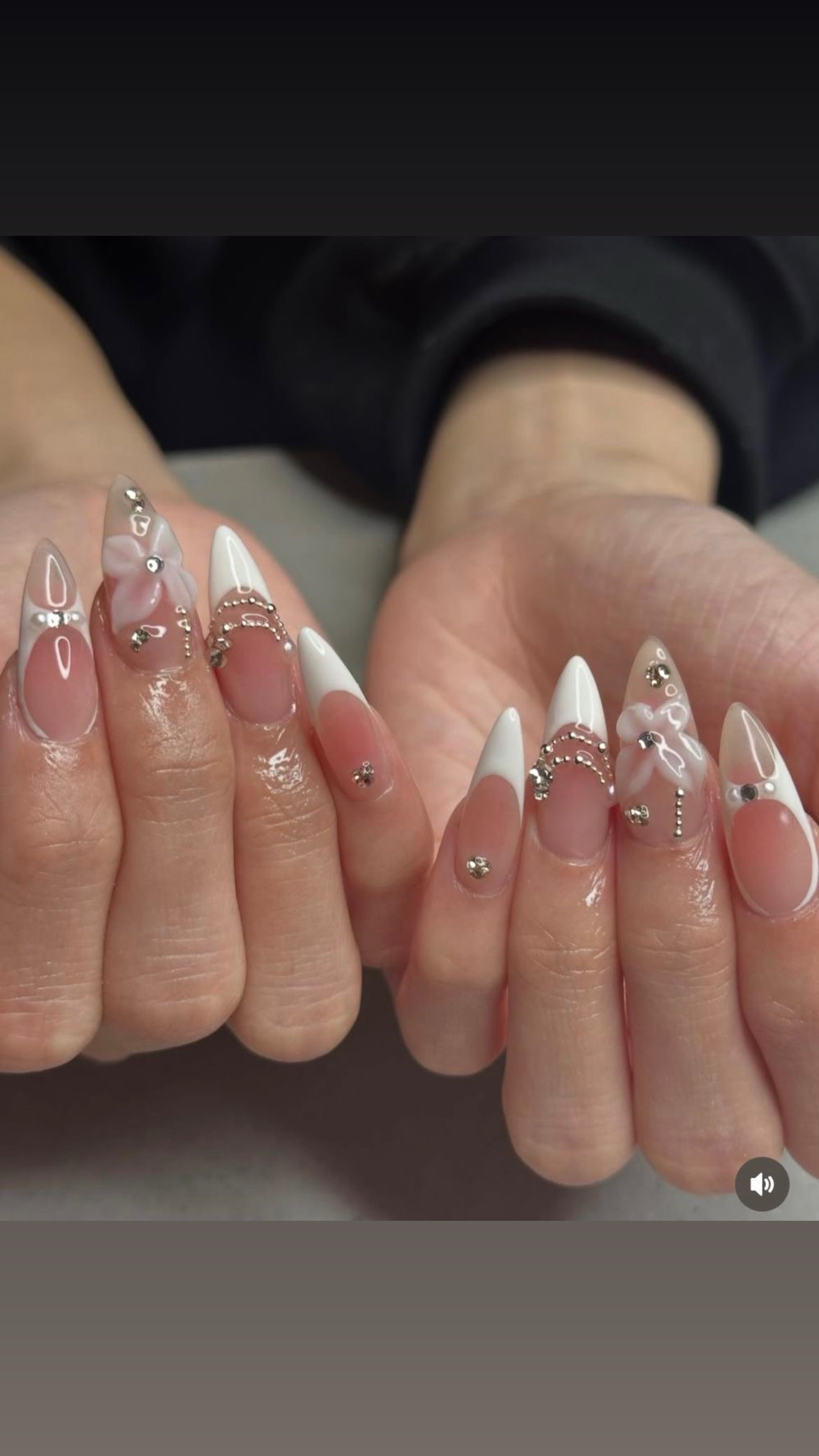 Rhinestone French Elegance Press-On Nails