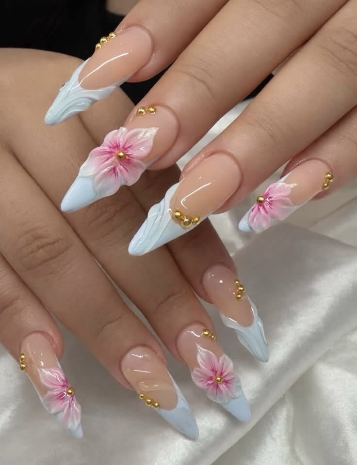 Pink Daisy French Press-On Nails