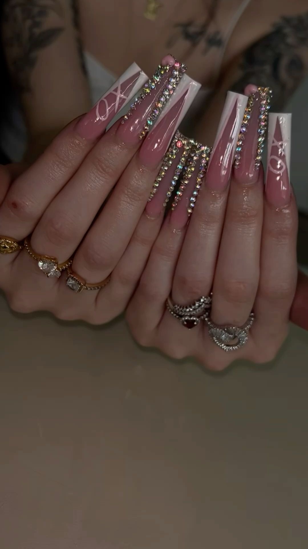 Mauve Sparkle Lines Press-On Nails