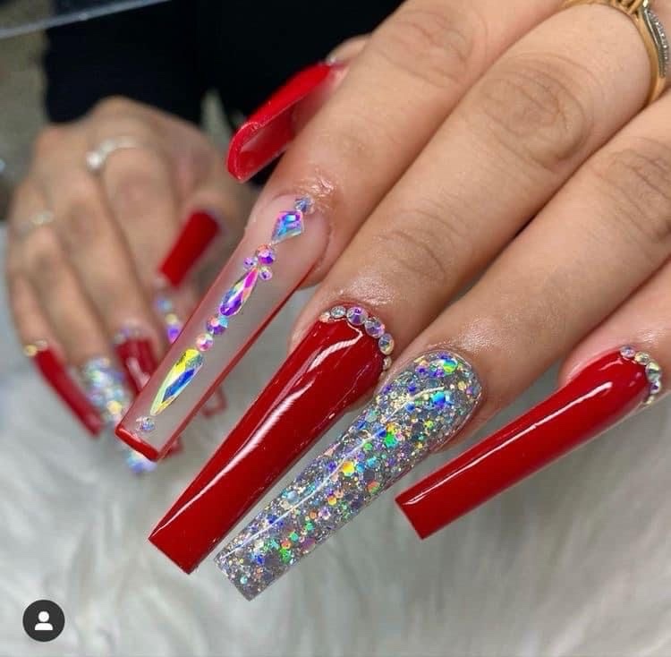 Ruby Confetti Glam Press-On Nails