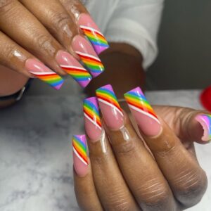 Rainbow Stripe Pride Press-On Nails