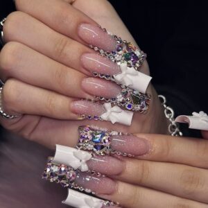 Rose Jewel Bow Press-On Nails