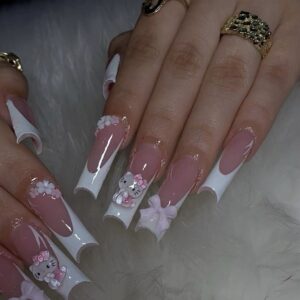 Pink & White Coquette 3D Press-On Nails