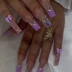 Lavender Crystal Glam Press-On Nails