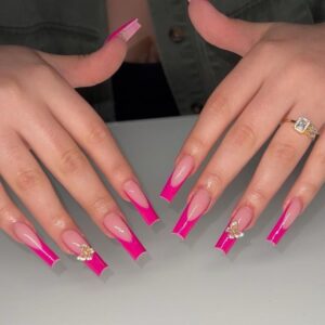 Hot Pink French Glam Press-On Nails
