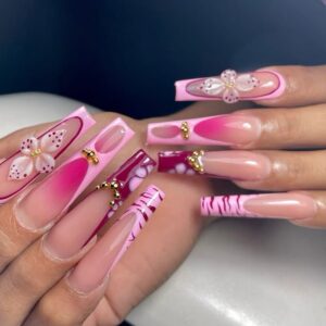 Pink Barbie Bloom Press-On Nails