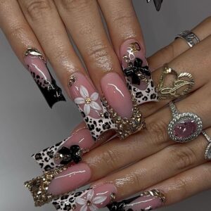 Burgundy Plaid Star Press-On Nails