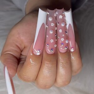 White Blossom Pearl Press-On Nails