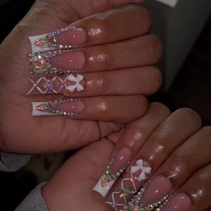 Crimson Diamond Tip Press-On Nails