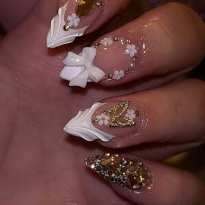 Golden Butterfly Garden Press-On Nails