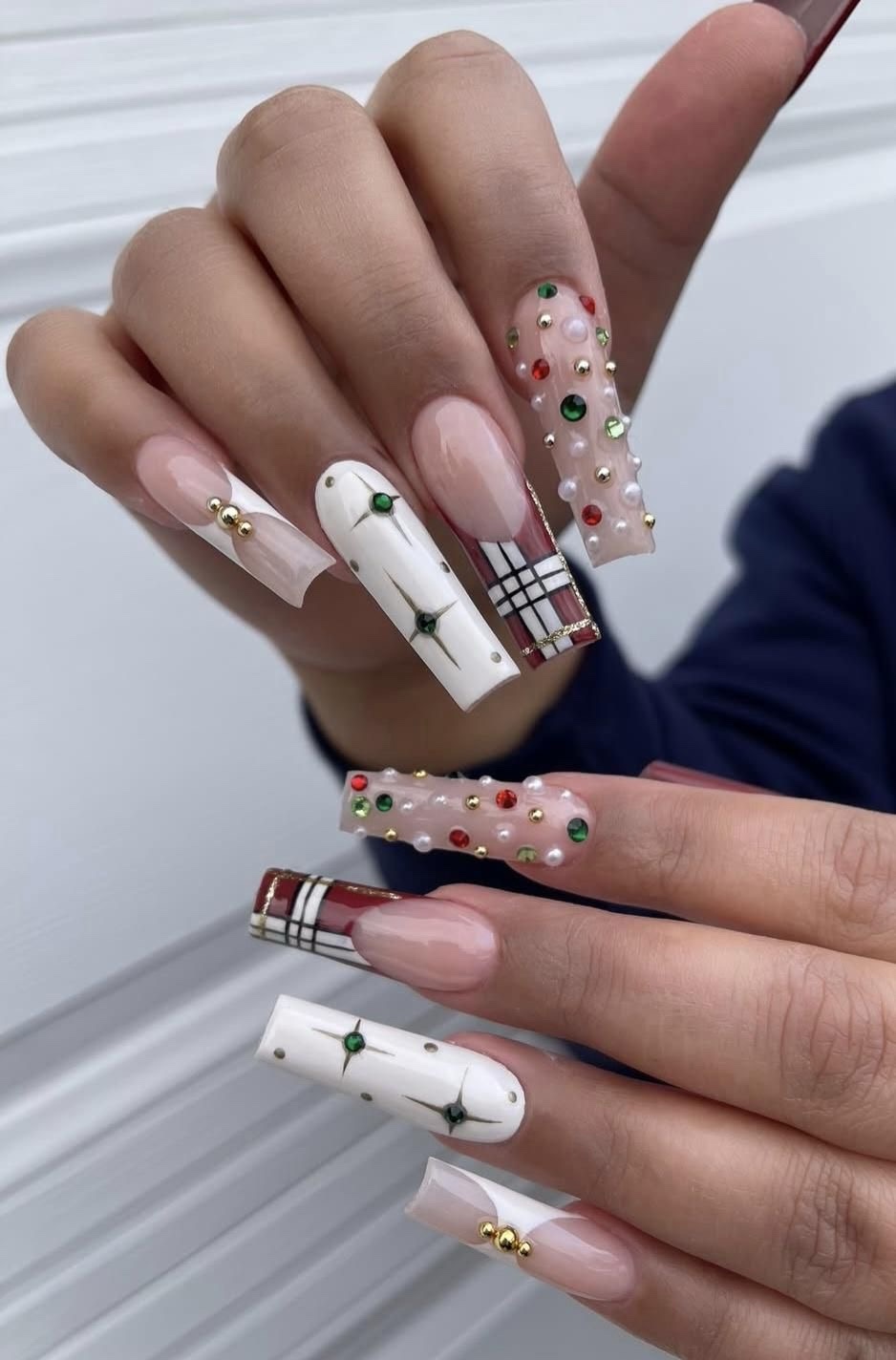 Christmas Glam Tartan Press-On Nails