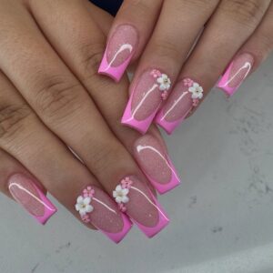 Pink Daisy Bloom Press-On Nails