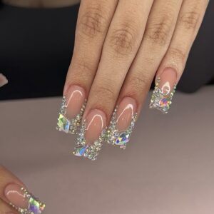 Emerald Glitter French Press-On Nails