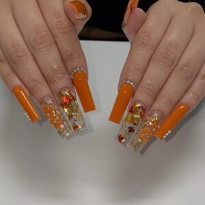 Autumn Pumpkin Glam Press-On Nails