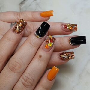 Autumn Pumpkin Glam Press-On Nails