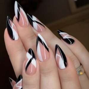 Black & White Geometric Press-On Nails