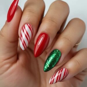 Candy Cane Christmas Press-On Nails