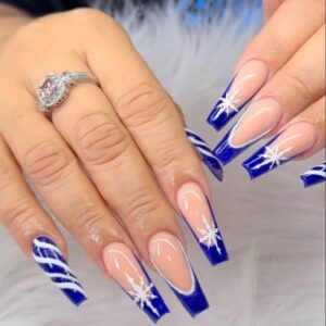 Blue Frost Elegance 
nails  Press-On Nails