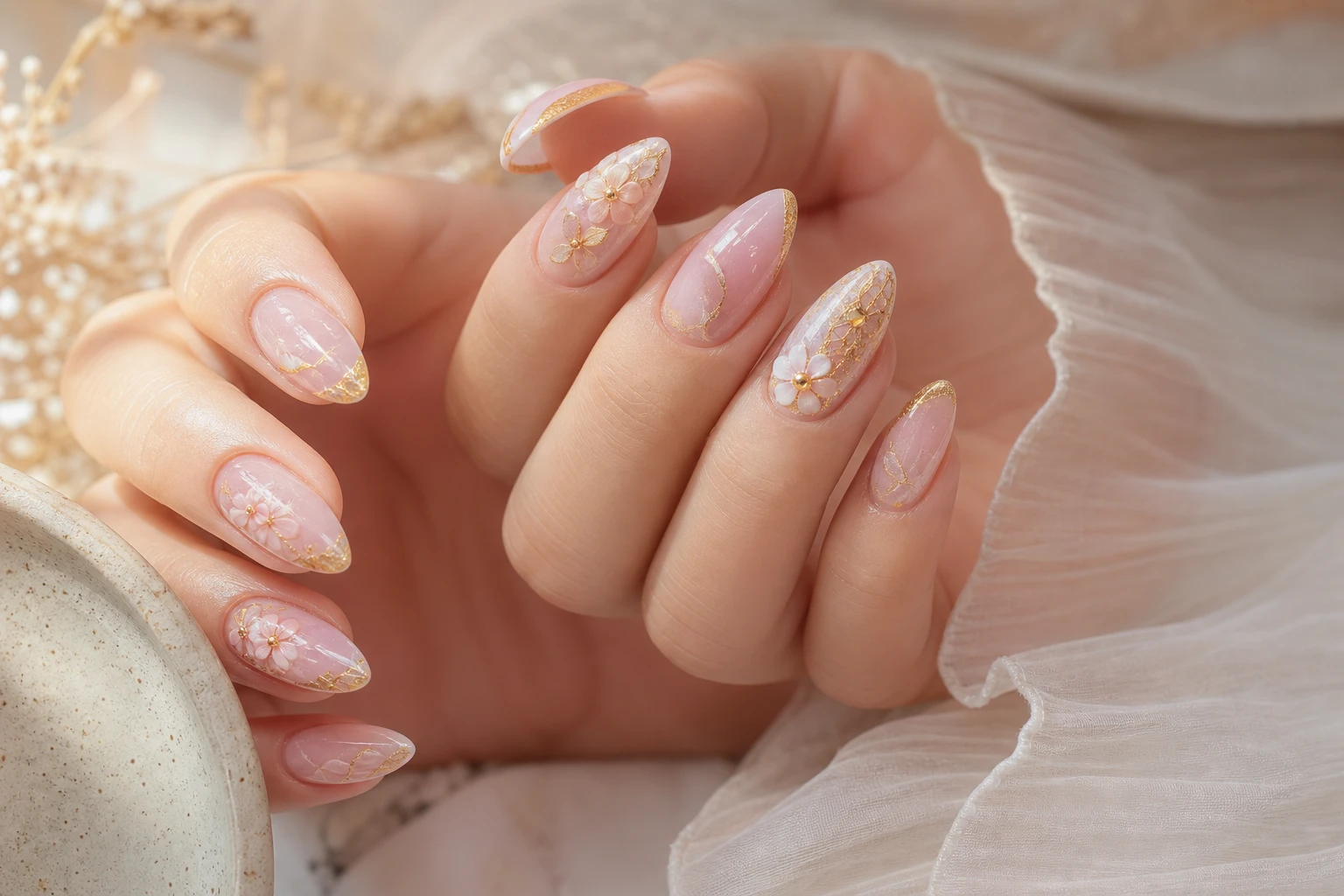 Custom hand-painted press-on nails by Genesis Press On Nails